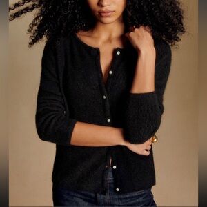 Sézane Gaspard Cardigan Black Kid Mohair Alpaca Sweater Quiet Luxury